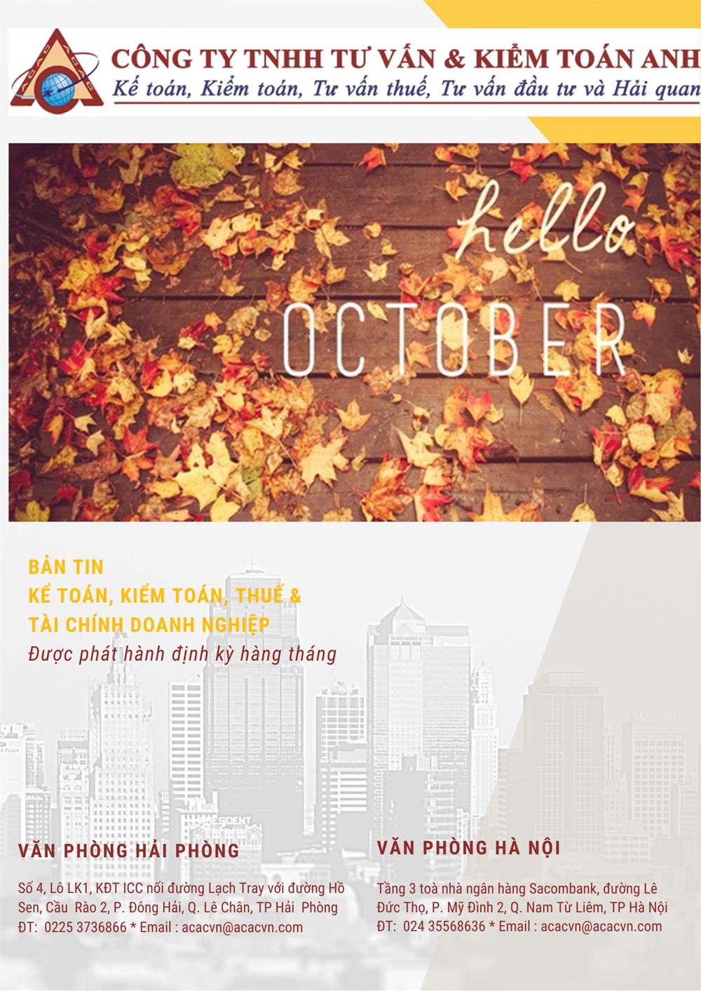 Bản tin kế toán, kiểm toán, thuế và tài chính doanh nghiệp kỳ 30/09/2020